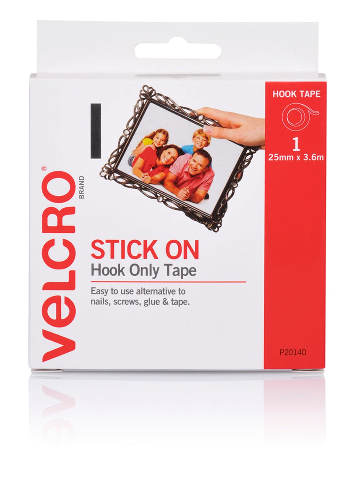 Velcro Strip, White Hook Only Tape - 25mm x 3.6m box